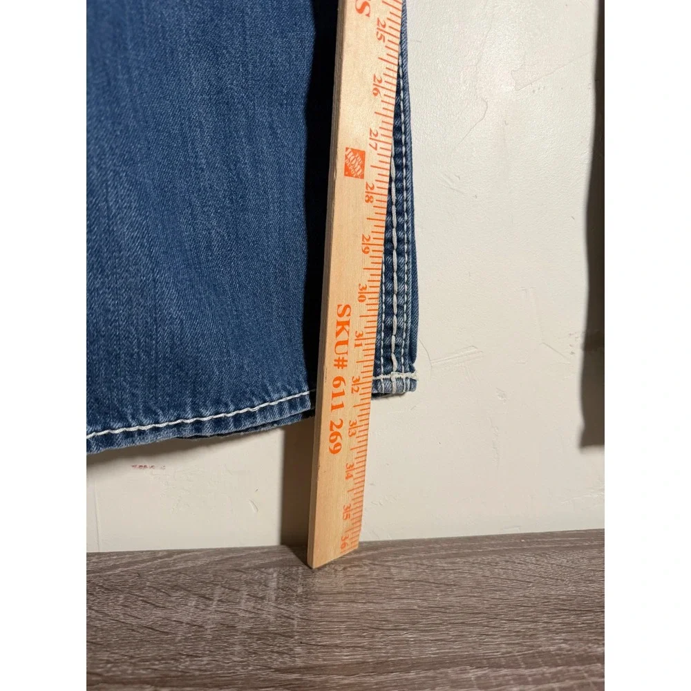 Y2K True Religion Jeans Straight Leg Contrast Stitch Blue Size 40
